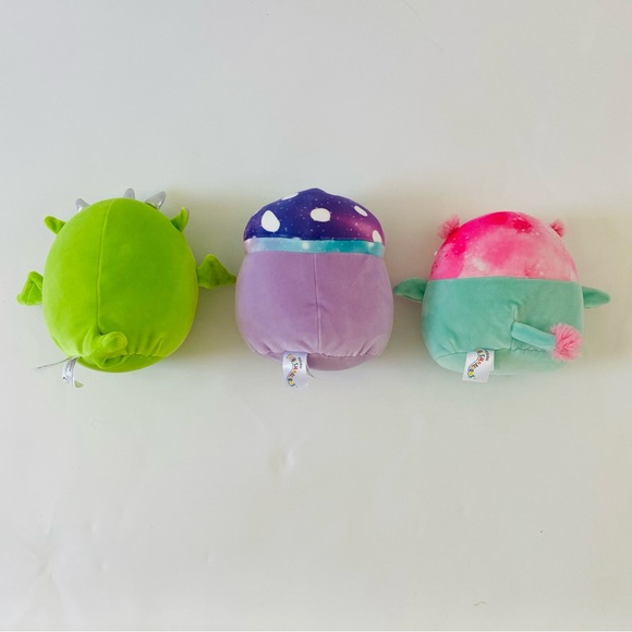 EUC Original Squishmallows Set of THREE Green Dragon, Purple Mushroom, Pink Owl - Picture 3 of 6